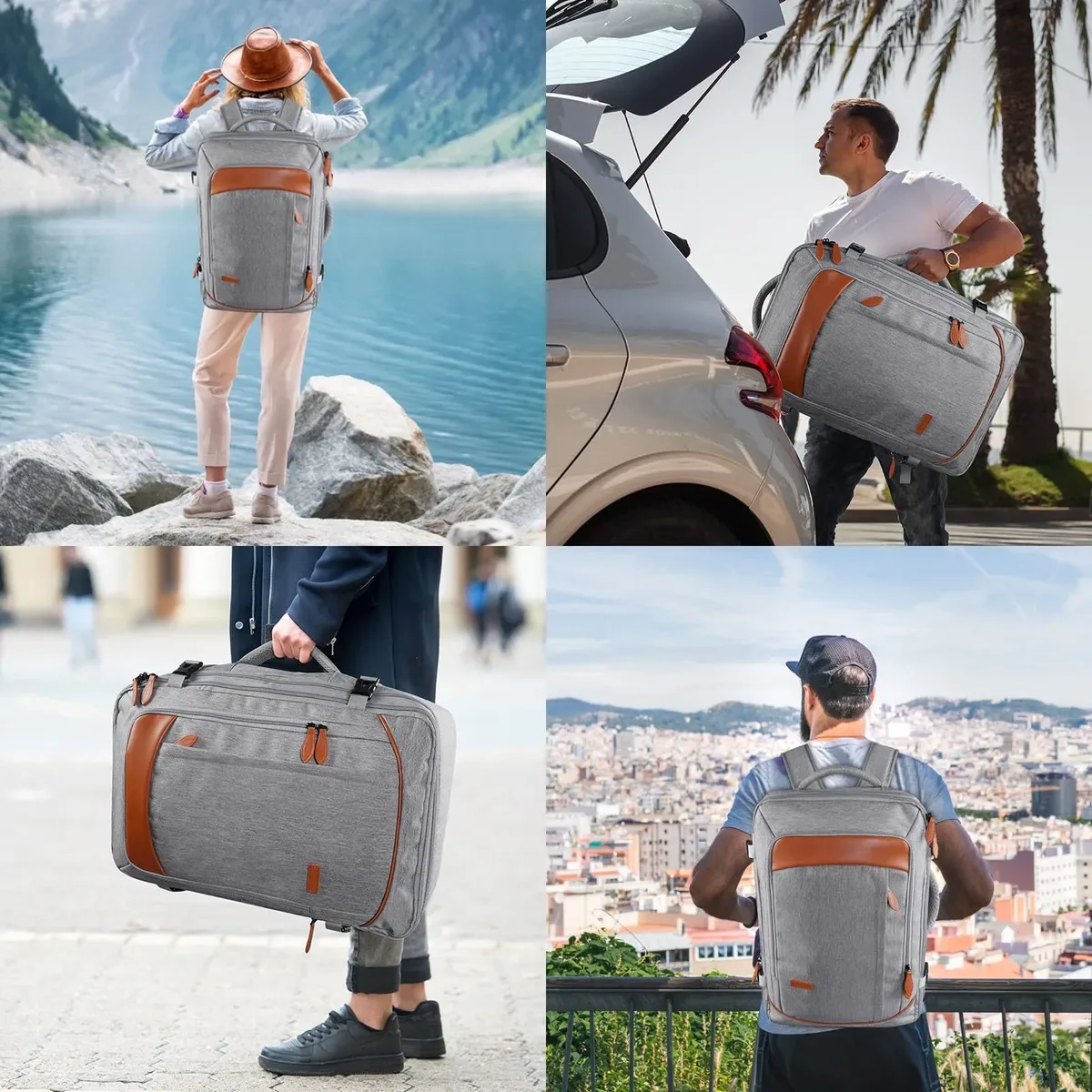 grand sac à dos de voyage extensible pour femmes et hommes, sac à dos pour ordinateur portable de 40 l avec 3 cubes de rangement et sac à chaussures, résistant à l'eau