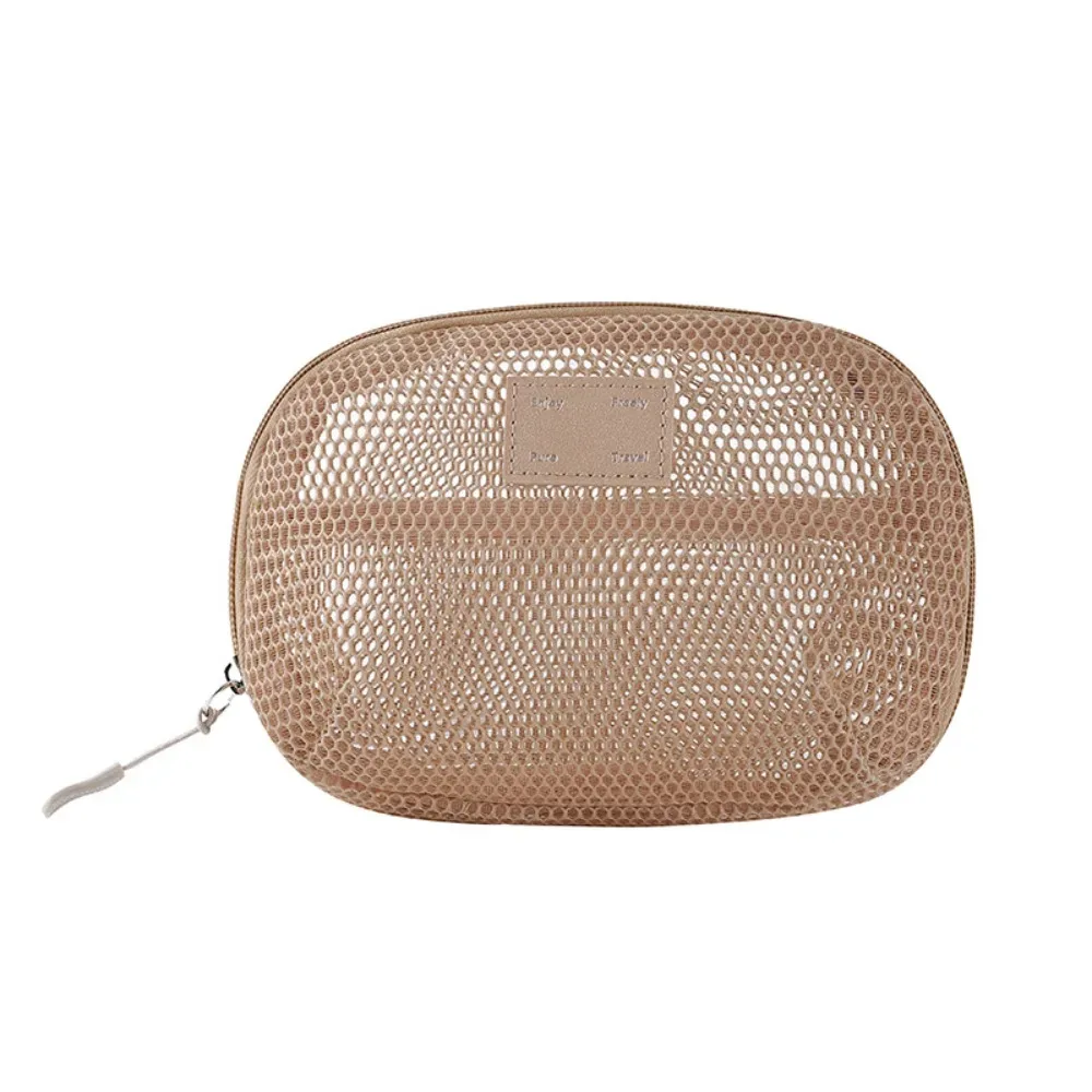 sac à cosmétiques décontracté en nylon, pochette de rangement à fermeture éclair, sacs de maquillage multi-usages en maille pour voyage