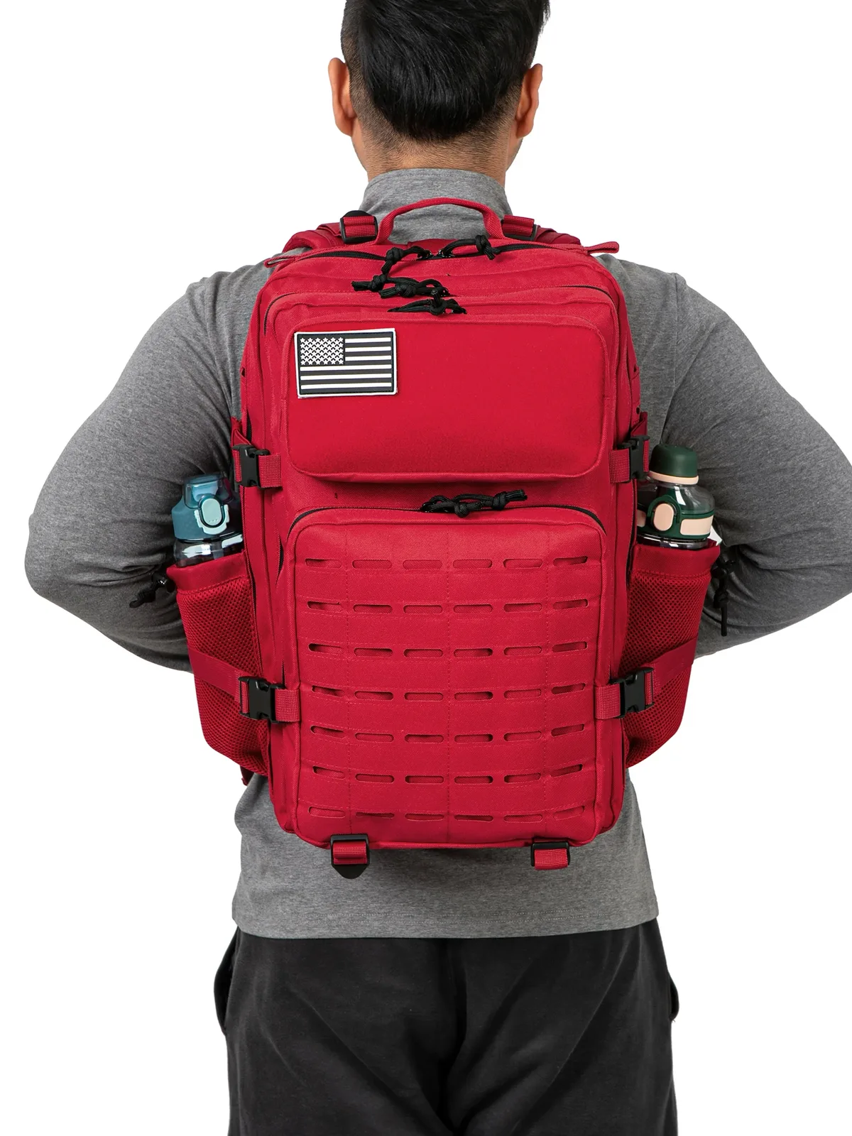 sac à dos tactique robuste 25l/45l pour hommes et femmes, idéal pour la gym, l'école, le camping, les voyages et les trajets quotidiens, avec double porte-gobelets