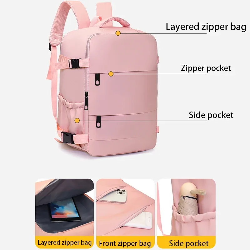 sac à dos pour ordinateur portable résistant à l'eau, polyvalent au quotidien, design unisexe tendance, poches latérales pour bouteille d'eau et petits accessoires