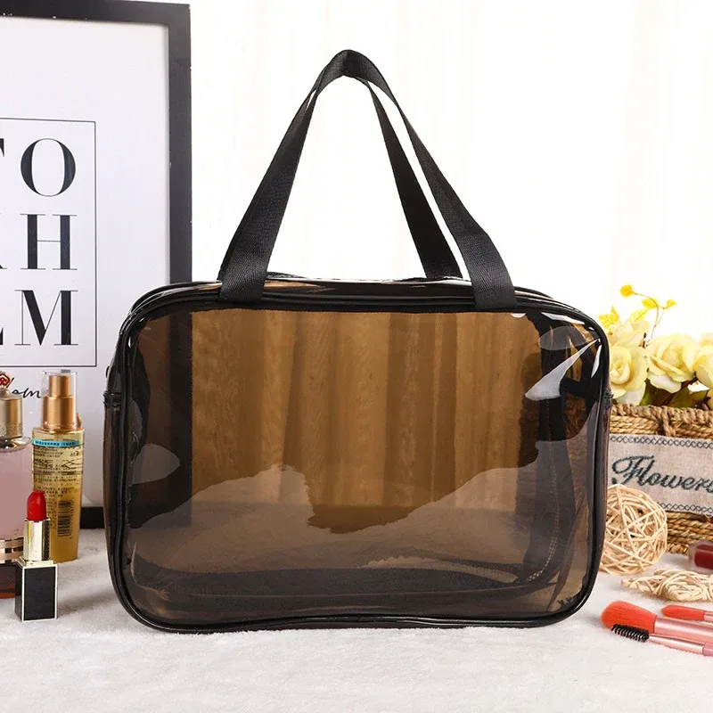 organisateur de cosmétiques double couche de grande capacité, 1 pièce, sac de lavage de voyage portable, pochette de maquillage transparente et étanche pour femme