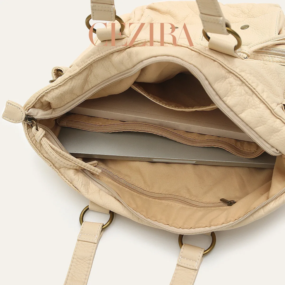sac à main fourre-tout en cuir vegan pu délavé style rétro cr y2k, avec plusieurs poches et fermeture à glissière, sac à bandoulière pour femme, mode décontractée quotidienne.