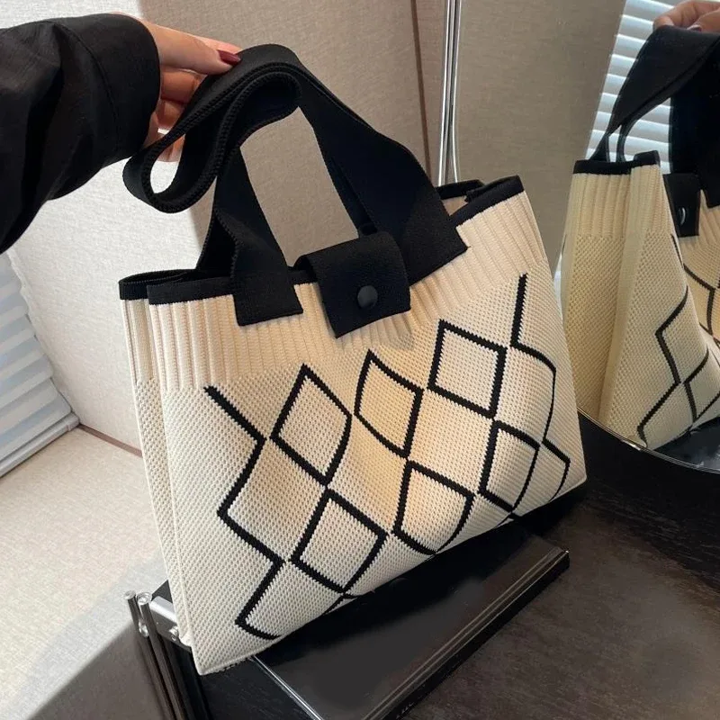 nouveau sac à bandoulière tendance grande capacité pour femmes – sacs à main polyvalents en tricot et crochet