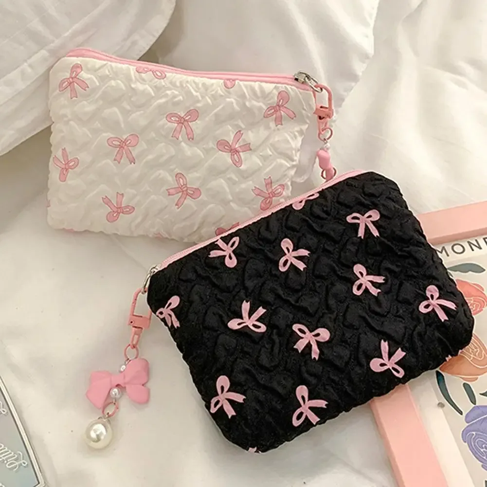 sac à main en toile avec nœud pour femme, sacs de rangement pour rouge à lèvres et coussin d'air, trousse de maquillage, sacs de toilette de voyage, sac à main commpiedmont, grande capacité, document, 1 pièce