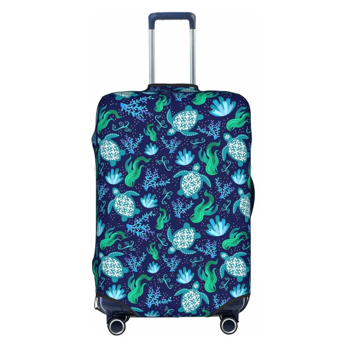 housse de protection pour valise, motif tortues marines sur fond bleu marine, mignonne, convient aux valises de 18 à 32 pouces