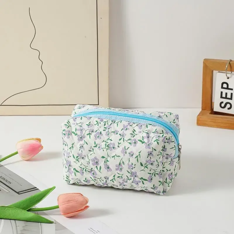 sac de rangement portable imprimé petite fleur, trousse de maquillage de voyage, trousse de toilette pour femmes et filles