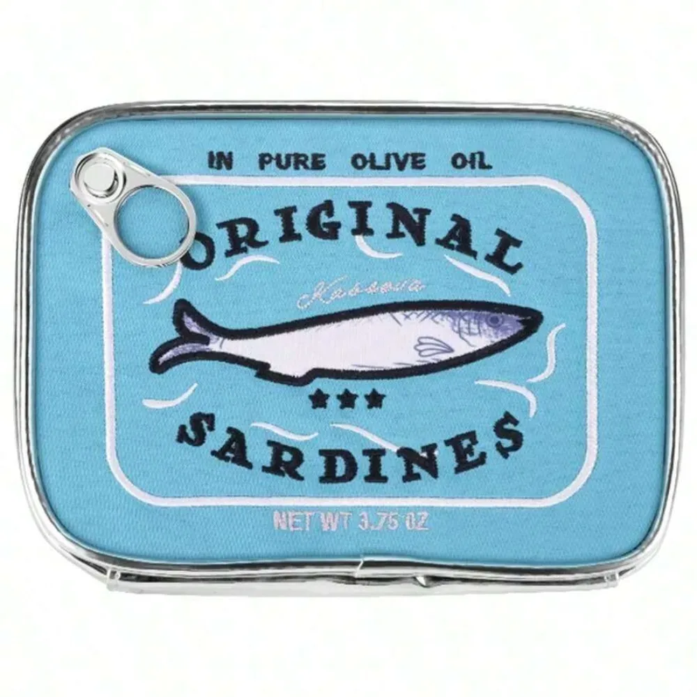 joivida 1 pièce trousse de maquillage en forme de boîte de conserve de sardines, petite pochette mignonne, trousse à crayons et cosmétiques, essentiels de voyage et de vacances pour femmes, adolescentes et jeunes filles