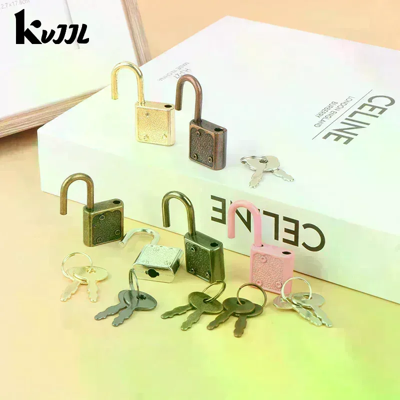 cadenas verrouiller métal motifs géométriques miniature rectangulaire anneau doré clés voyage usage sécurité bagages objets