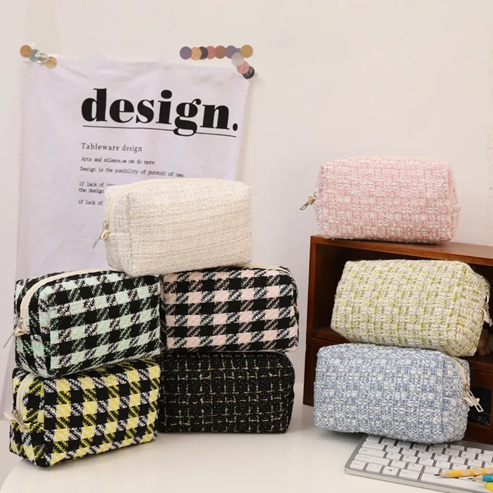 sac à main de maquillage en toile pour filles, trousse à cosmétiques, sac à crayons portable, esthétique brillante, voyage mignon, nouveau