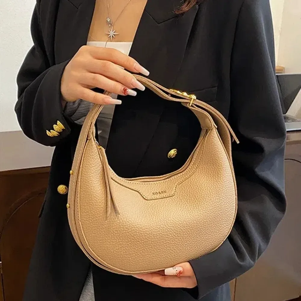 sac à main sous les bras pour femme, motif lichee, cuir pu, sacs initiés, grande capacité, mode