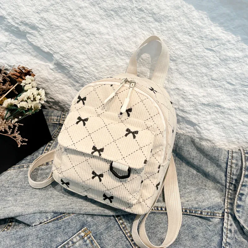 mini sac à dos imprimé nœud papillon mignon, sac à bandoulière, sac de rangement cosmétique de voyage, sacs à livres coréens pour étudiants, sac à dos décontracté 2026
