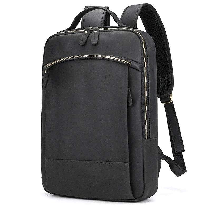 vintage hommes crazy horse cuir sac à dos en cuir véritable rétro sac à dos grand classique voyage sac à dos grand ordinateur portable sac d'ordinateur