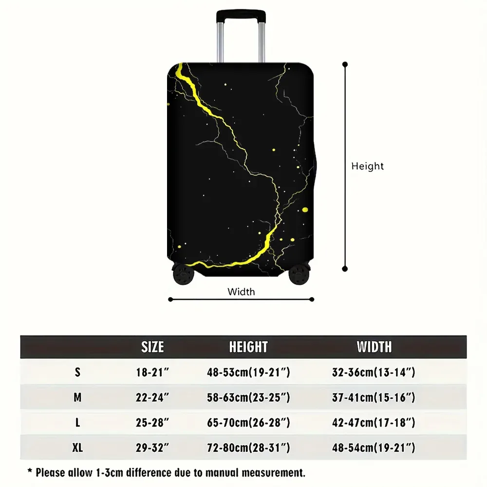 housse valise polyester motif foudre jaune fond noir roulettes poignée protection voyage grande taille