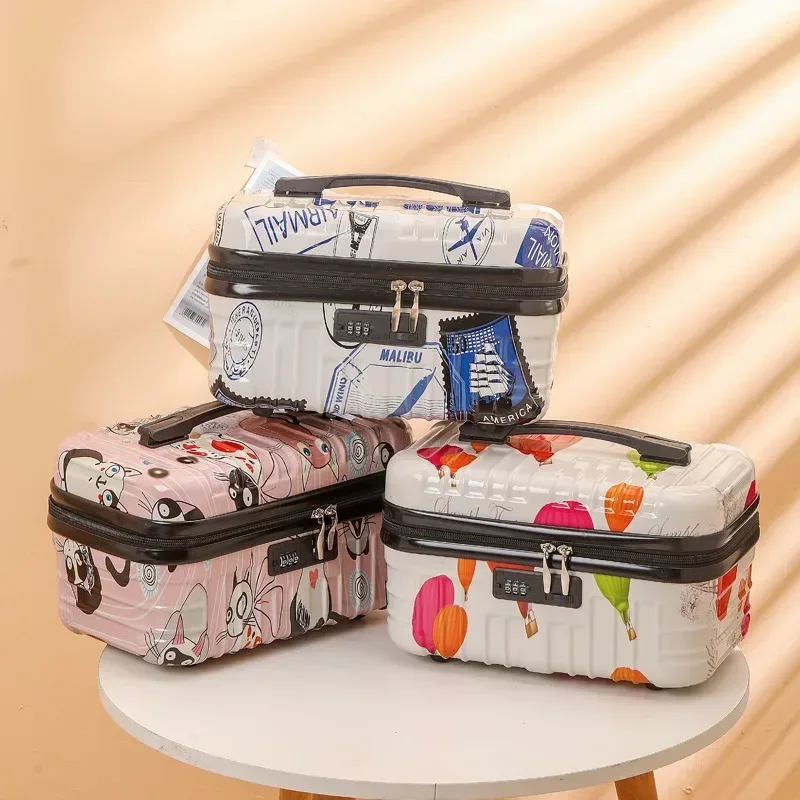 mini sac à cosmétiques portable 16 pouces, boîte à bagages pratique, petite mallette de rangement cadeau, boîte de voyage, protection par mot de passe