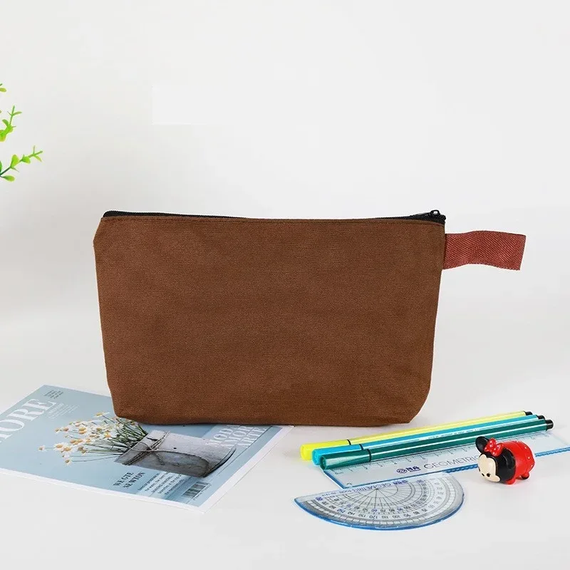 organisateur voyage cosmétique tissu coton couleur solide fermeture éclair crochet grande capacité sac rangement pinceaux maquillage papiers toilette