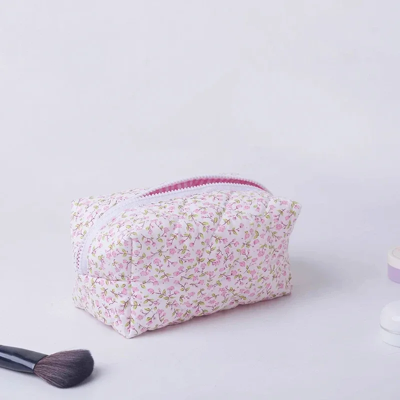 organisateur de rangement, trousse de maquillage matelassée florale, pochette cosmétique imprimée de fleurs, grande trousse de maquillage de voyage, accessoire de maquillage