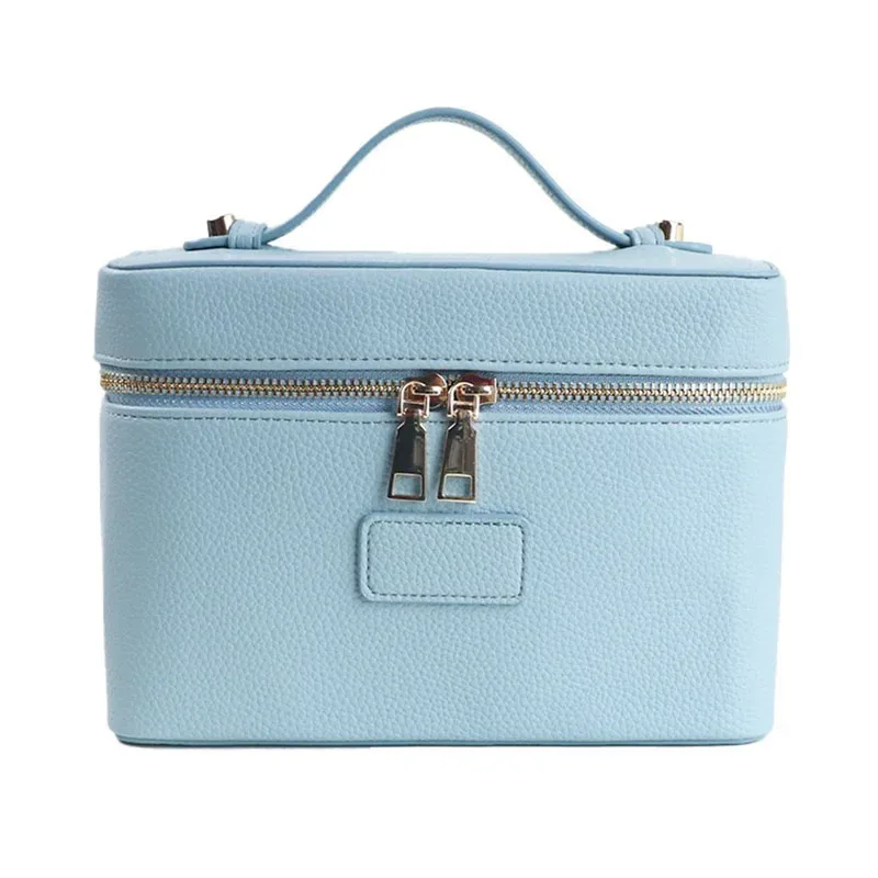 trousse de toilette de voyage personnalisable en cuir grainé pour femme, organisateur de maquillage portable suspendable, trousse de toilette cosmétique pour femme