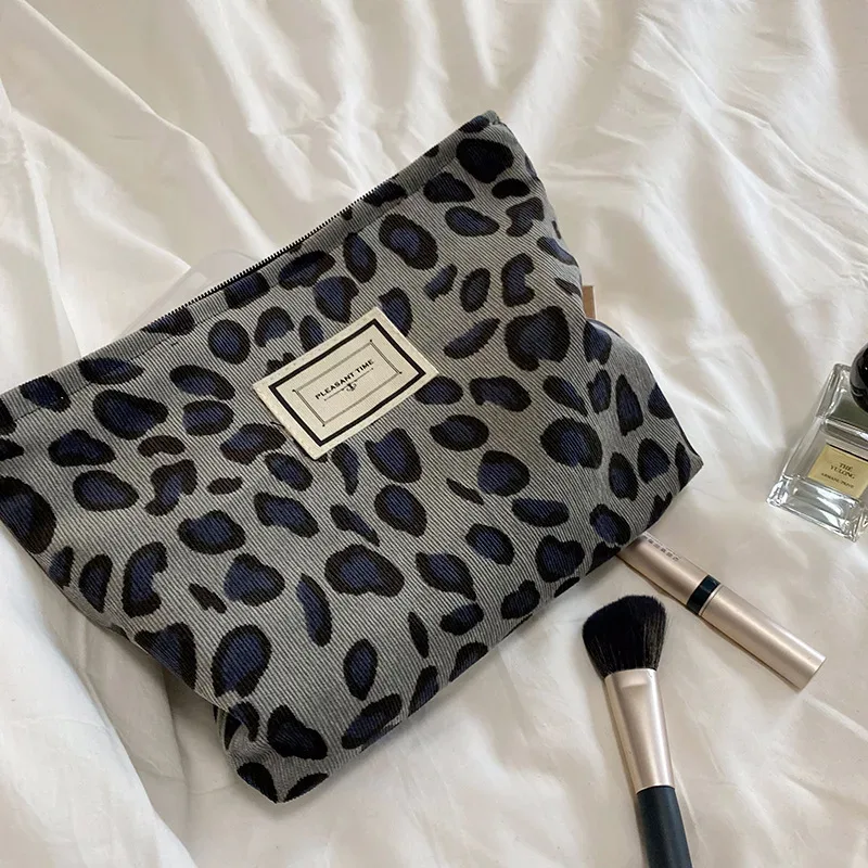 sac à cosmétiques en velours côtelé de grande capacité pour femme, trousse de maquillage à fermeture éclair, pochette de rangement de cosmétiques de voyage portable