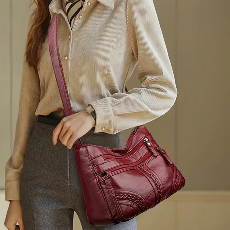 sac bandoulière matelassé multicolore élégant, sac à main en cuir souple pour femme avec bandoulière réglable, idéal pour le quotidien