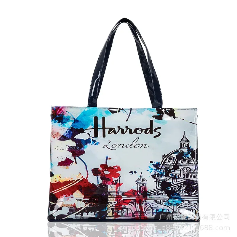 sac fourre-tout imperméable en pvc à imprimé cartoon pour femmes, sac à main décontracté et portable, sac pour le shopping, les trajets quotidiens et l'utilisation quotidienne en extérieur. ﻿