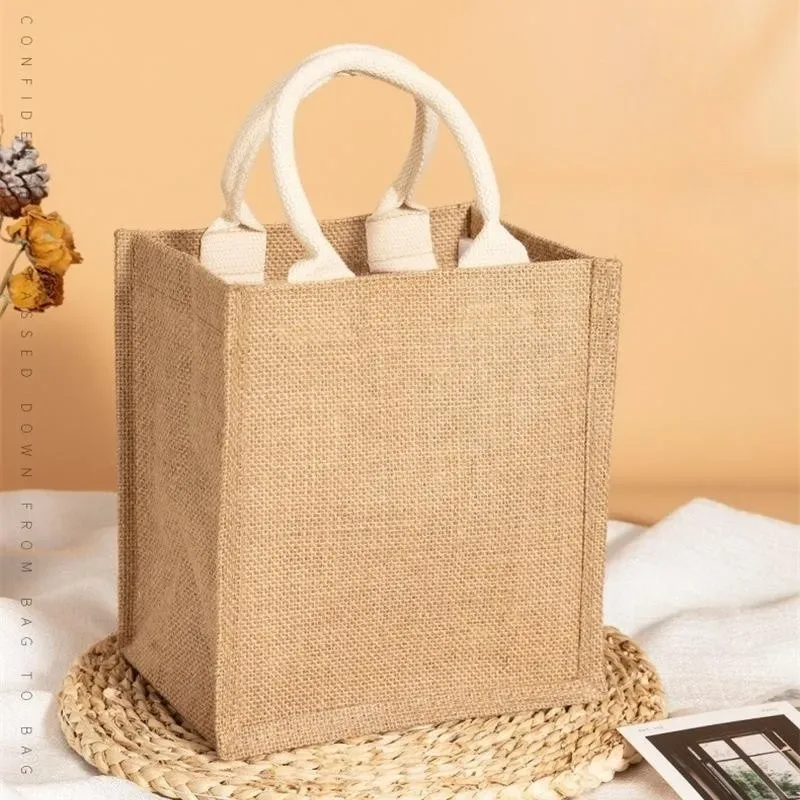 sac fourre-tout en lin vintage pour femmes, sacs à main de plage d'été, sac de bricolage rétro, sac à cuillère portable, sac à provisions multiple top foy