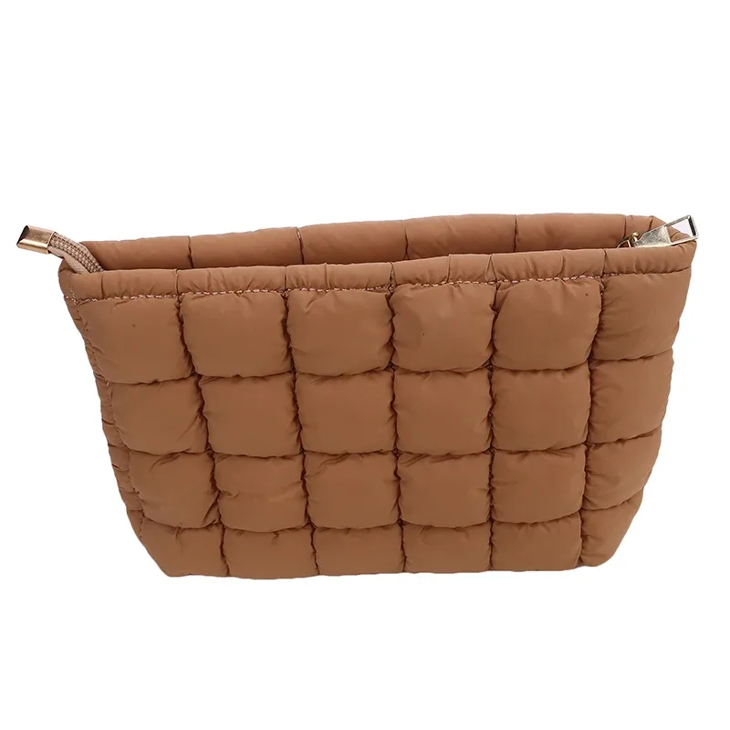 pochette de maquillage rembourrée et matelassée pour femmes, sac de rangement de maquillage bouffant, grand sac de rangement de cosmétiques, pochette à main, étui de beauté