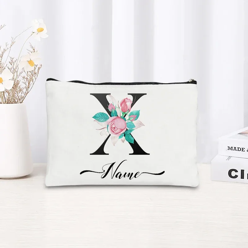 trousse de maquillage personnalisable avec nom, trousse de maquillage de voyage, trousse de maquillage pour mariage, trousse de maquillage individuelle, trousse de maquillage en toile pour fêtes, organiseur de cosmétiques, cadeaux pour femme