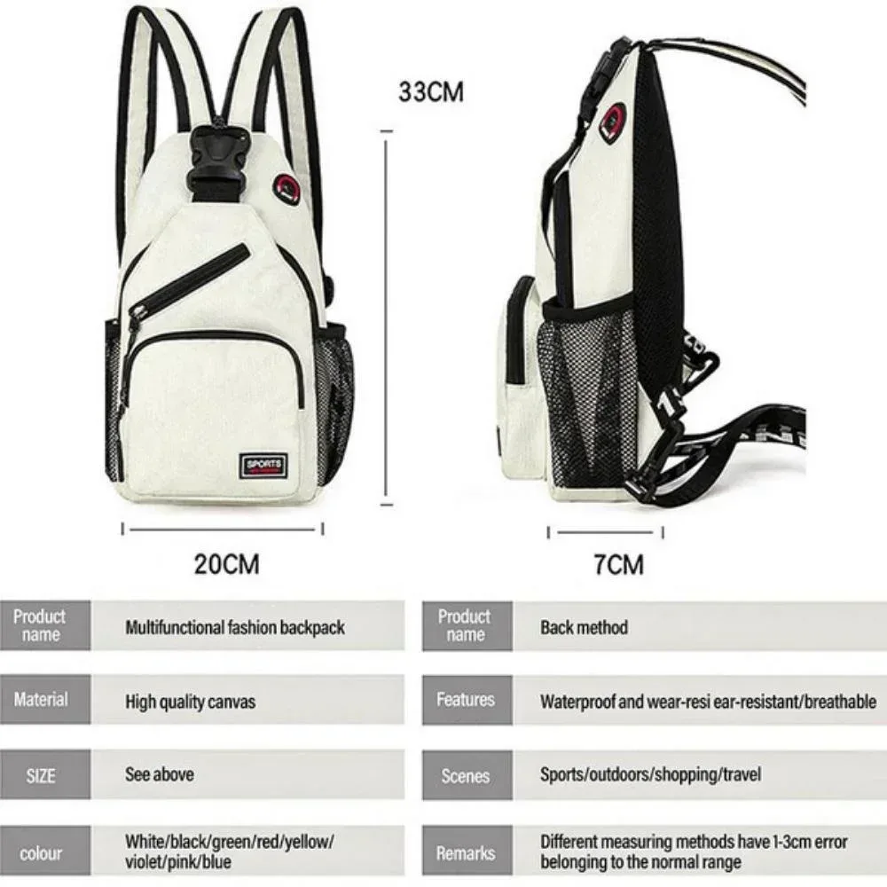kismis messager épaule multi-fonctionnel hommes et femmes sac à dos sac de poitrine sac à dos de voyage avec trou pour casque