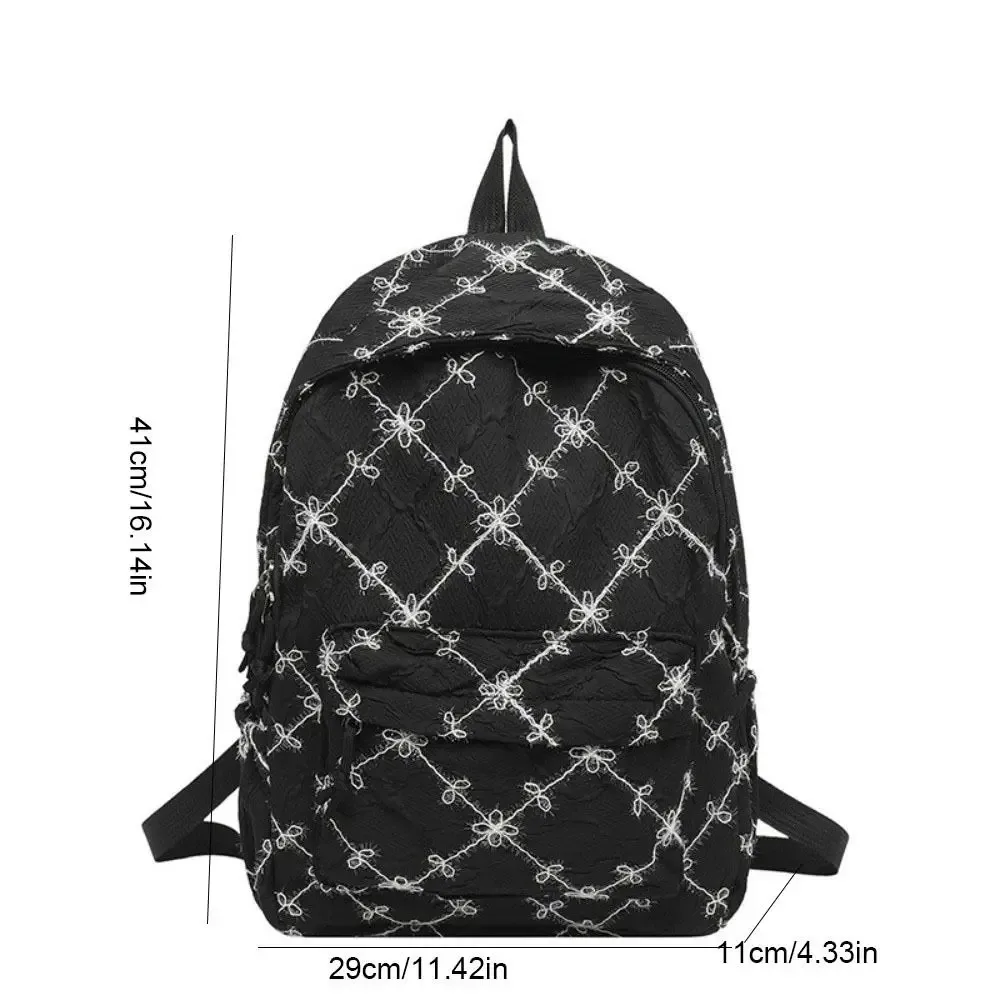 sac à dos mignon et élégant avec nœud, minimaliste, en nylon uni, multi-poches, léger, idéal pour les étudiants et l'école au quotidien.