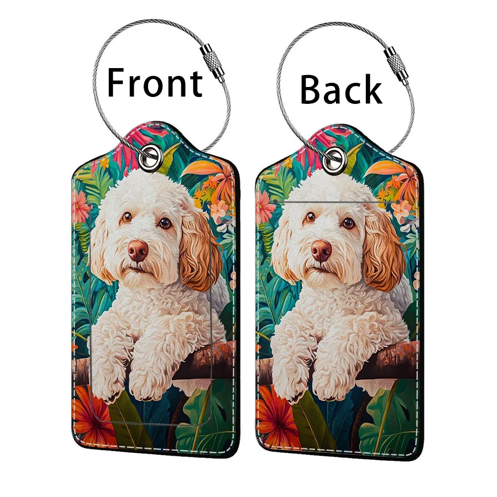 offre spéciale mignon chien en cuir affaires étiquette de bagage valise adresse étiquette bagages embarquement étui étiquette nom id adresse clip