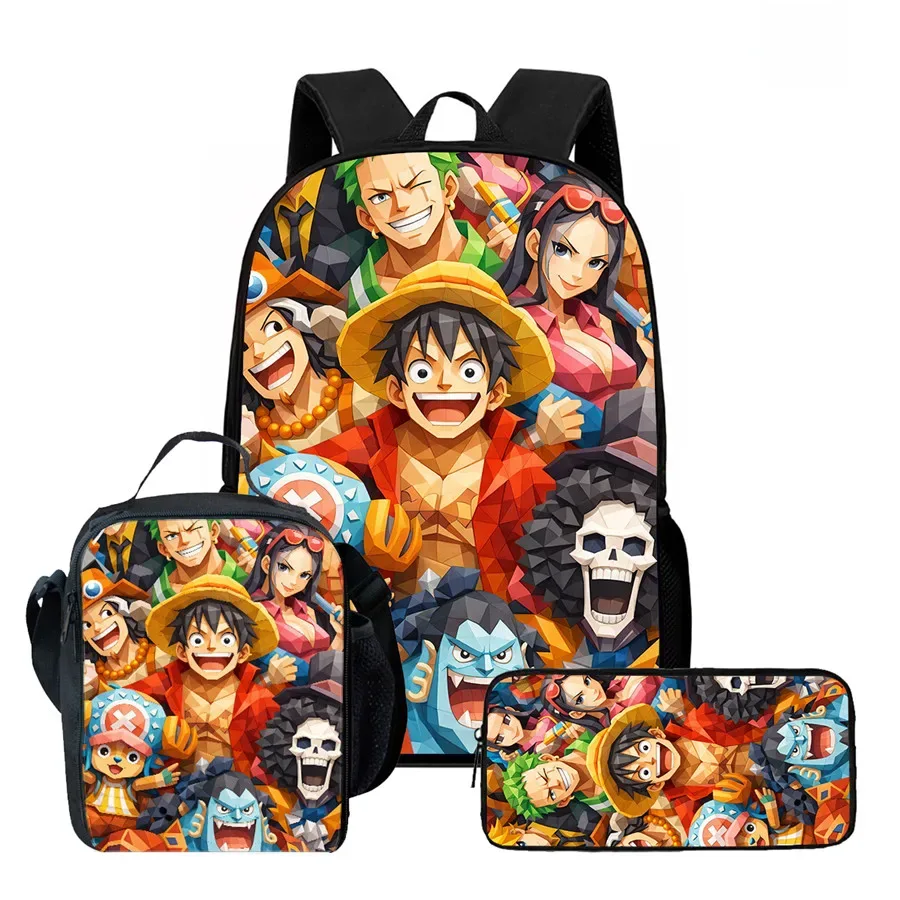 sac dos polyester dessin animé noir motifs personnages animés format 20 35 litres poche ouvrante sangles ajustables usage scolaire voyage