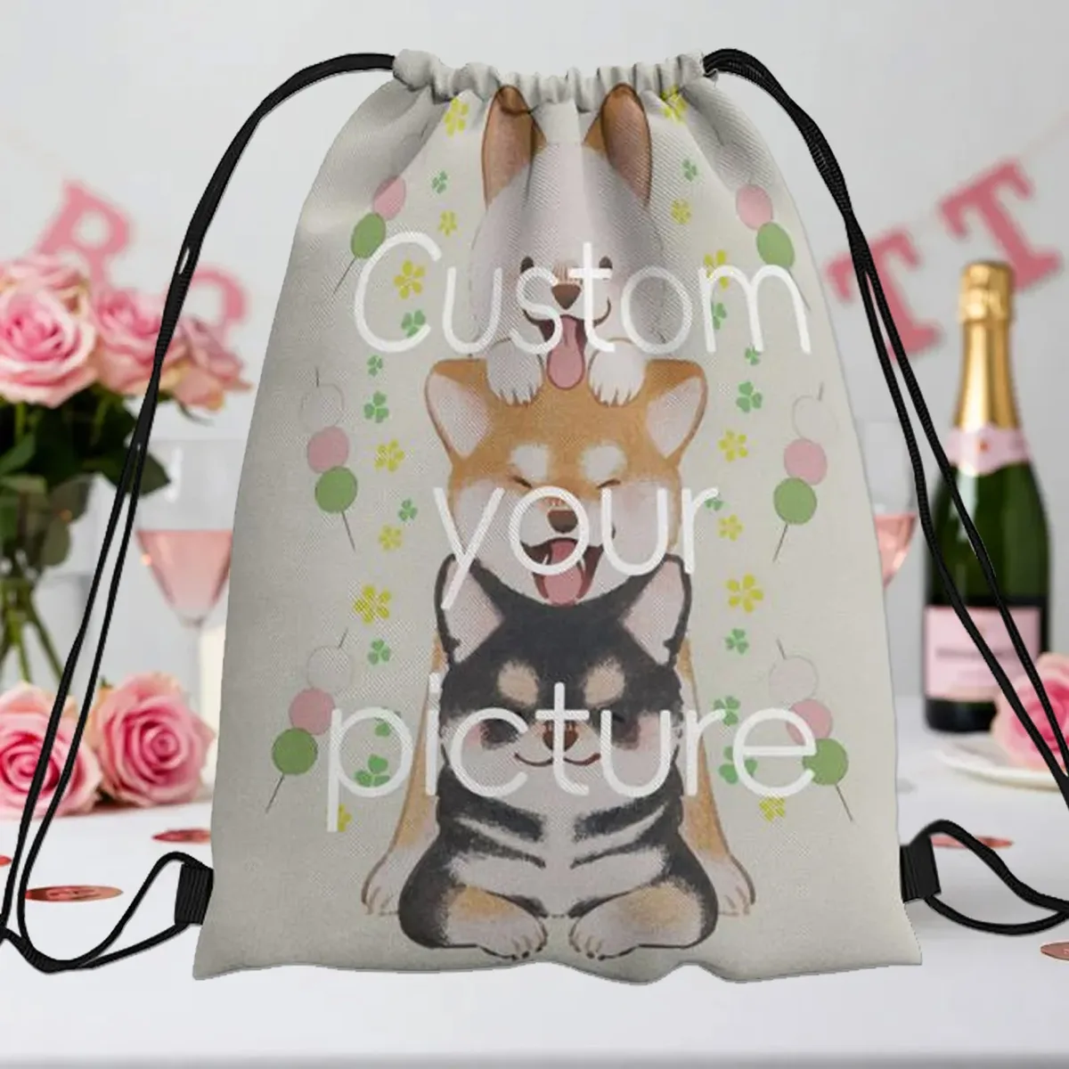 sac à dos personnalisé à cordon de serrage pour femmes et hommes, sac à dos de shopping, sac à dos à cordon de fête, télécharger votre conception de photos