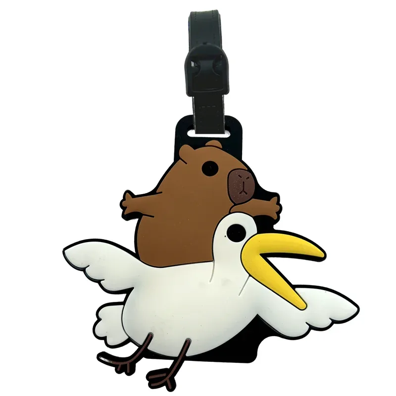 étiquette bagage pvc animaux dessin animé capybara poule jaune silicone souple voyage format petit