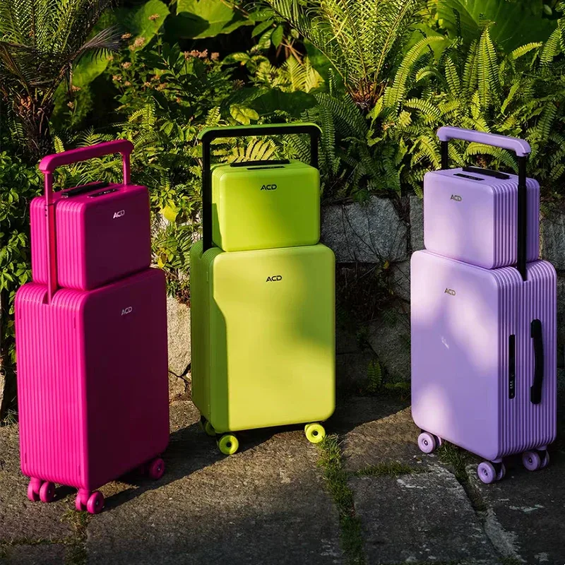 nouvel ensemble de bagages 2026 à poignée large, valise à roulettes avec boîte à maquillage, robuste et durable, pour voyages