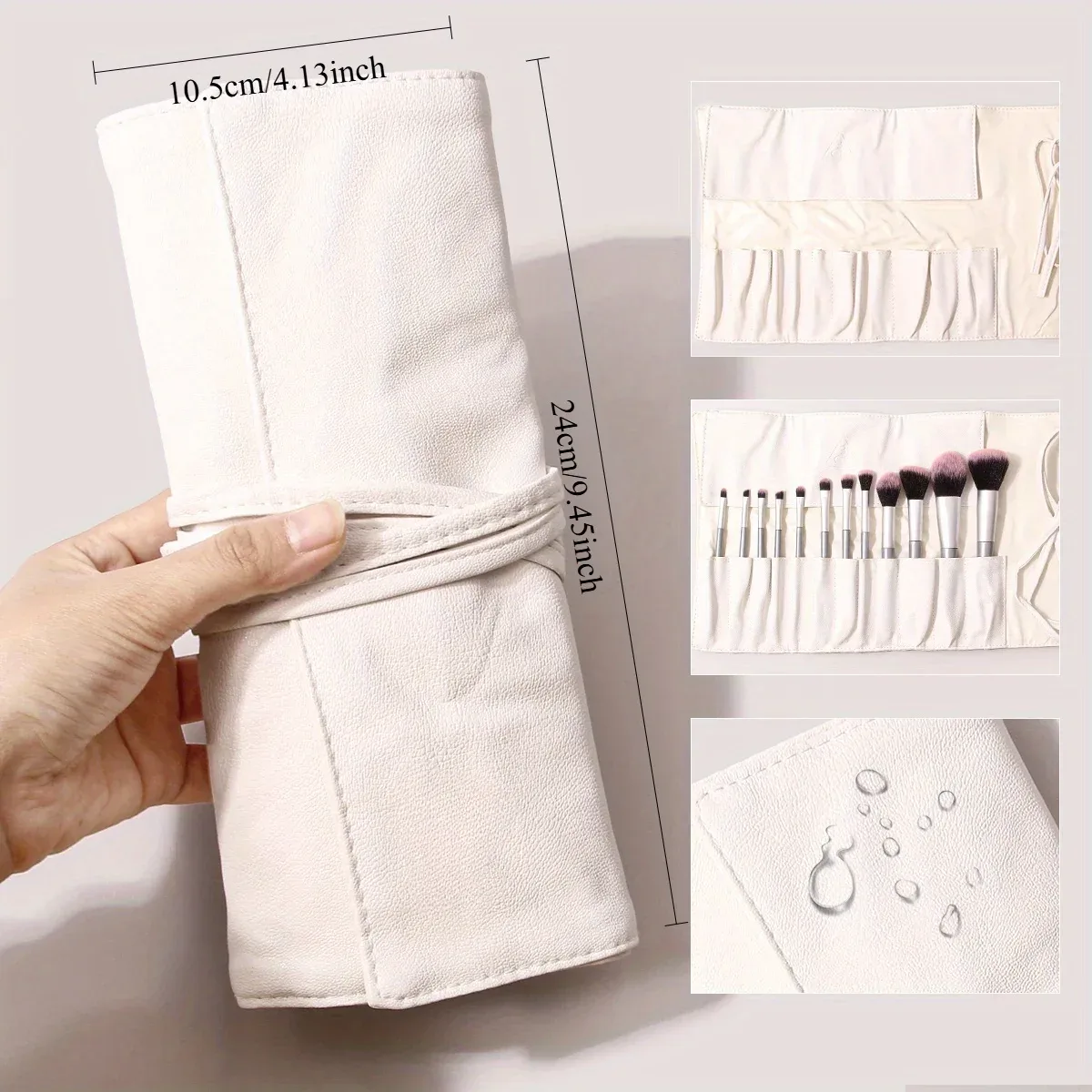 étui pliable en pu noir pour pinceaux de maquillage, 1 pièce, support de rangement, sac à cosmétiques, organisateur utile polyvalent, pochette pliante