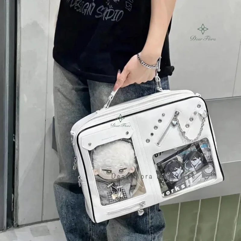 y2k ita-sac à dos transparent pour femme et fille, affichage diy, bandoulière, mode, étudiant, voyage
