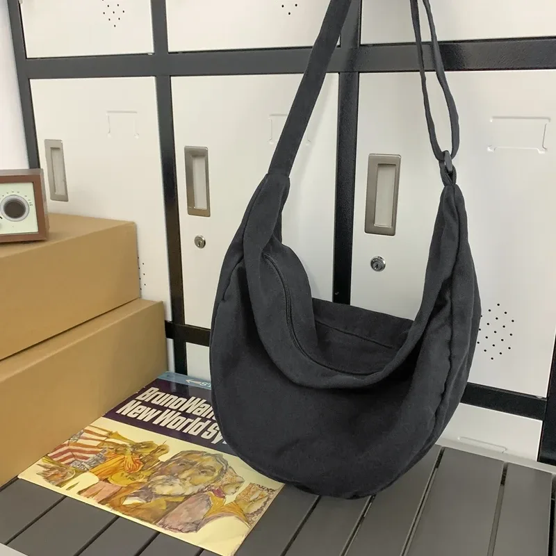sacs à bandoulière en toile de couleur unie pour femmes, sacoche de shopping de grande capacité, sac à bandoulière pour étudiant, sac d'école unisexe