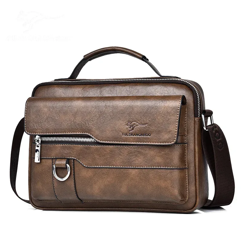 porte-documents à bandoulière en cuir pu pour hommes, fourre-tout carré d'affaires, sac à main croisé, pochette latérale carrée pour téléphone, sac à main