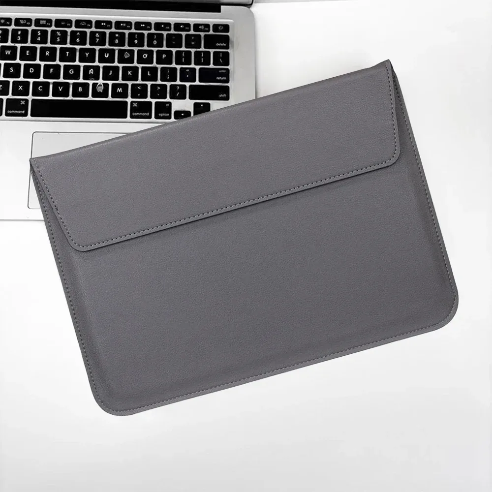 sacoche pour ordinateur portable en cuir pu personnalisable avec nom, pour hommes et femmes, 13/15 pouces, support pour ordinateur en anglais