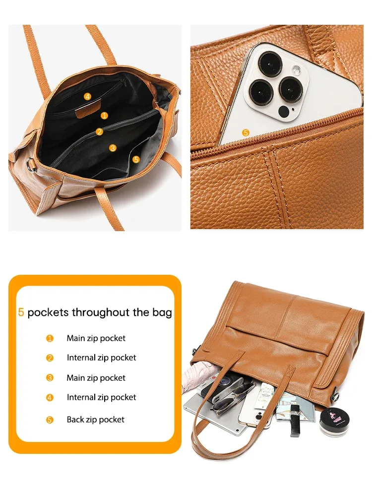 zency – sac à bandoulière en cuir véritable pour femmes, sac à bandoulière de grande capacité pour l'hiver, sac à main rétro vintage pour ordinateur portable, sac à bandoulière avec poignée supérieure
