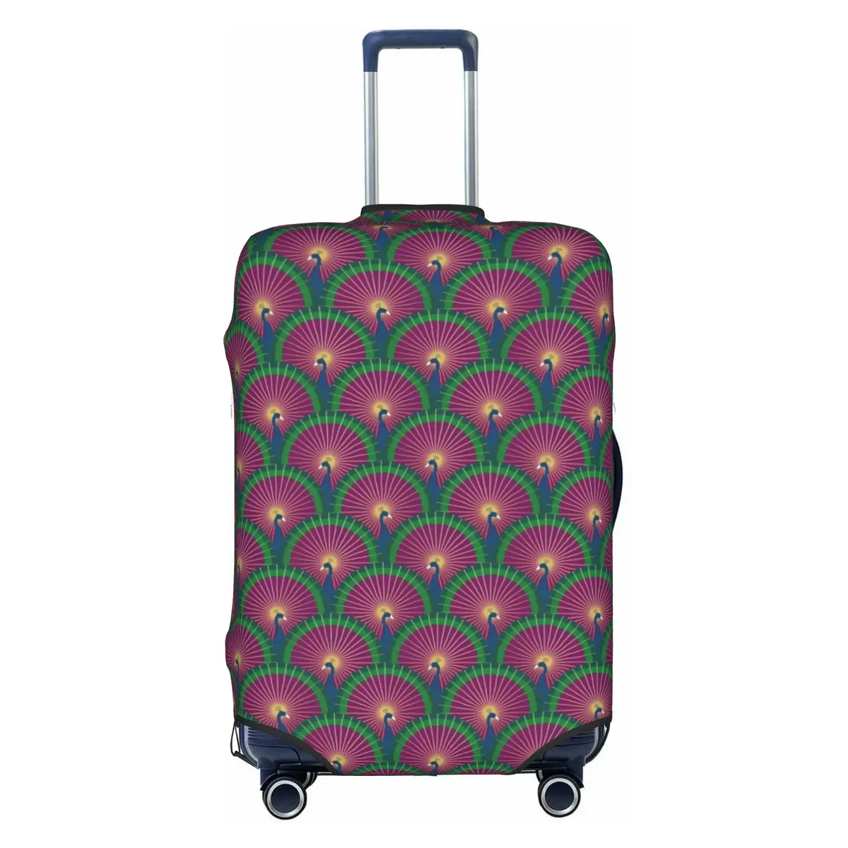 housse de protection pour bagages, motif paon amusant, violet clair sur violet, housse de valise de voyage élastique à motif animal