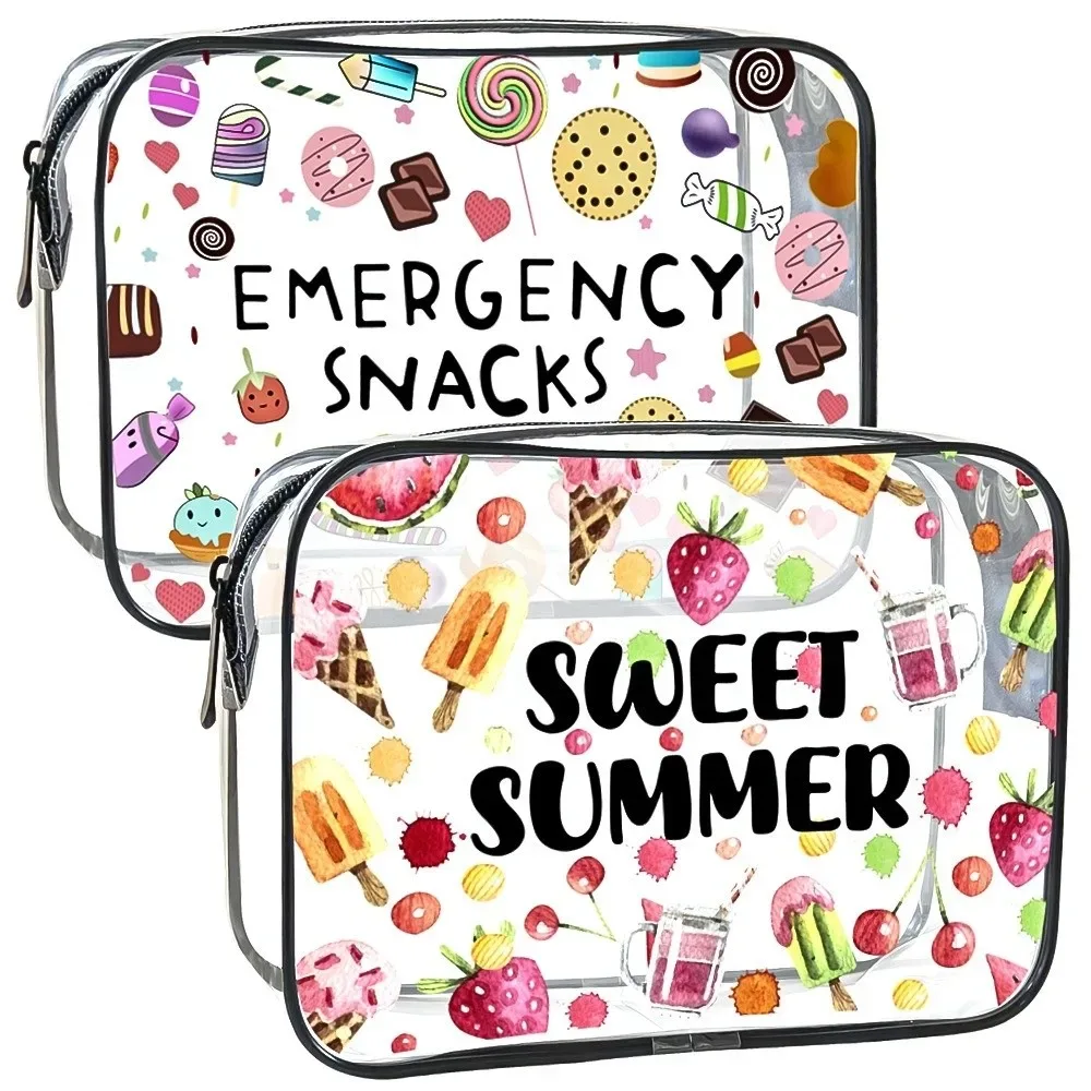 sac de maquillage tendance de grande capacité, sac à cosmétiques visible sur le thème de la plage, sac de rangement portable multifonctionnel pour femmes