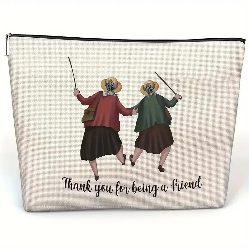 chat, fraise fille, motif d'amitié, sac de voyage, sac à fermeture éclair en polyester imperméable, cosmétiques, accessoires