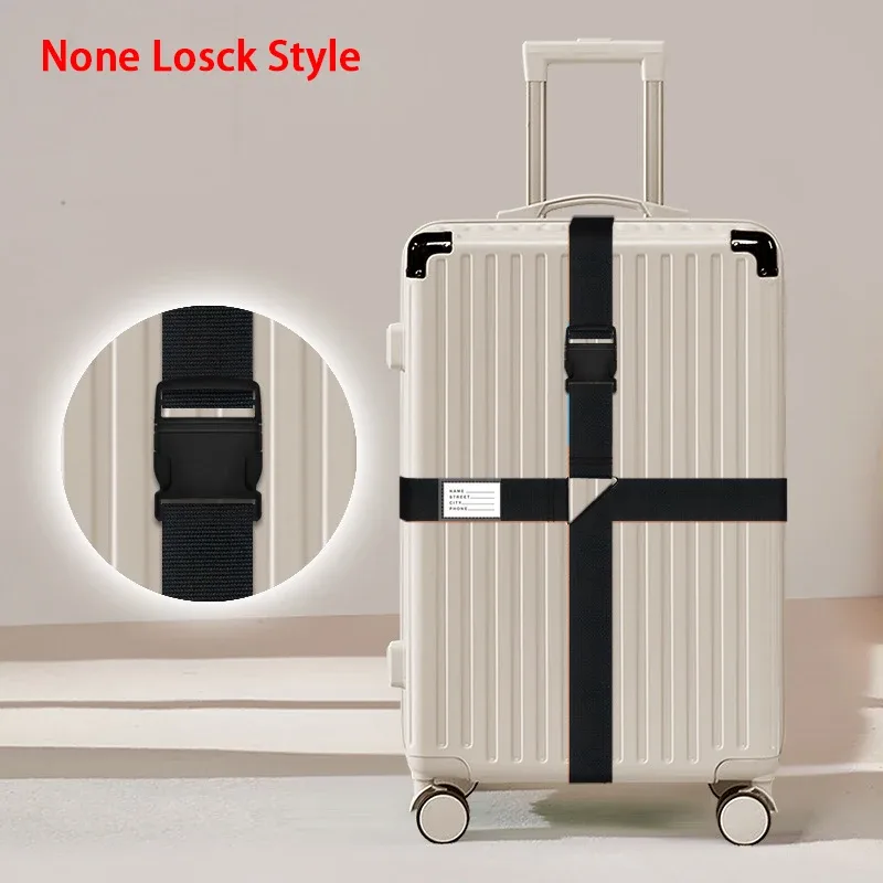 sangles de bagages en nylon avec porte-carte d'identité, réglables, pour l'organisation des bagages, avec cadenas à combinaison, accessoires de voyage anti-perte