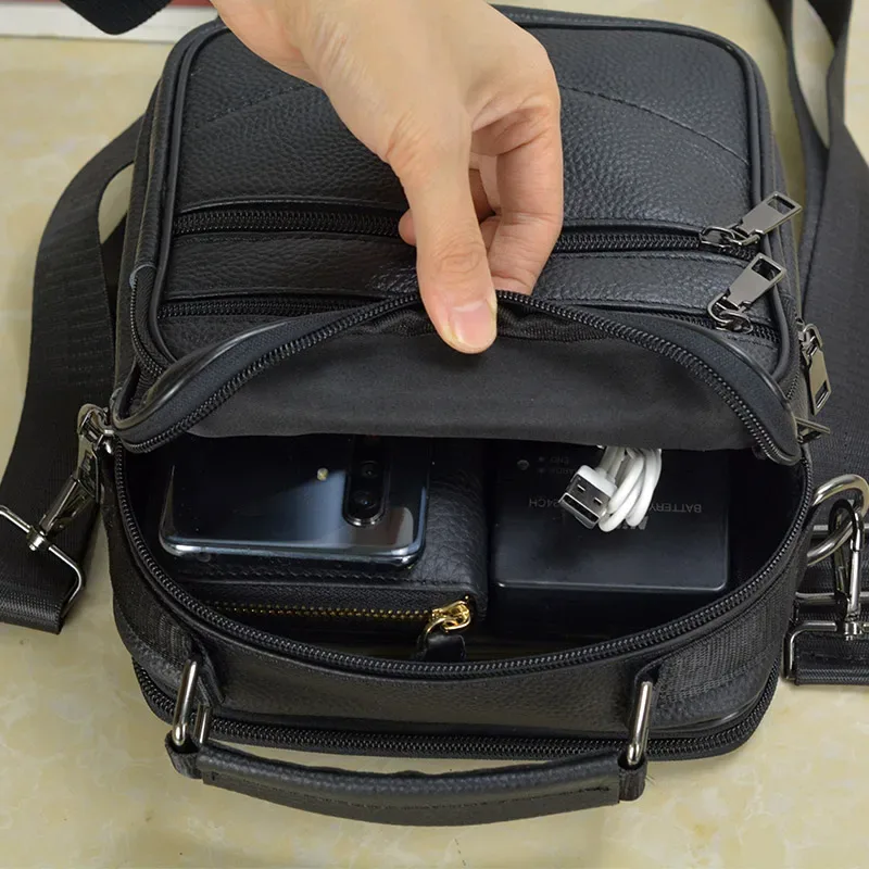 petit sac à bandoulière en cuir véritable pour hommes, sac à main en cuir de vache pour tablette, sacoches, sac à bandoulière, porte-documents pour garçons
