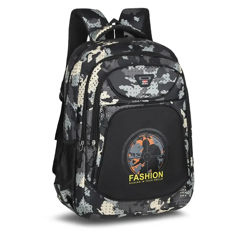 sac à dos d'école primaire pour garçons de la 3e à 6e années, grande capacité, léger, camouflage, colonne vertébrale, double épaule, en vente, 2026