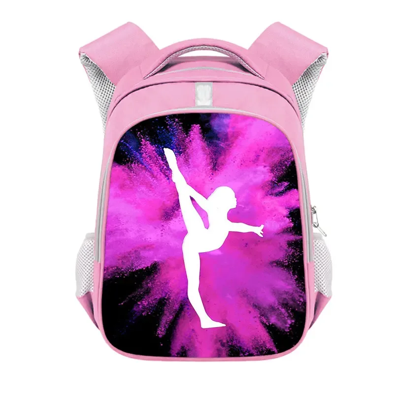 sac à dos imprimé de gymnastique rythmique pour filles, sac d'école de 13 à 16 pouces, sac de rangement de voyage de grande capacité, sac à dos d'athlète de danse