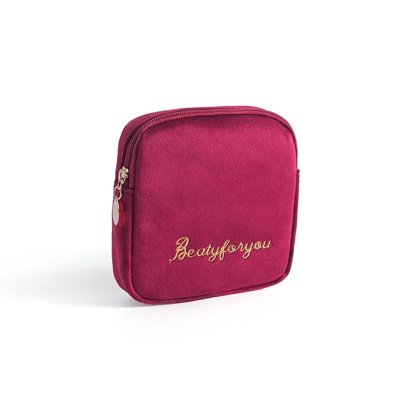sac de rangement de maquillage en velours doux pour femme, trousse de toilette pour coussinets, trousse de maquillage de voyage gt, trousse de beauté pour évaluateurs