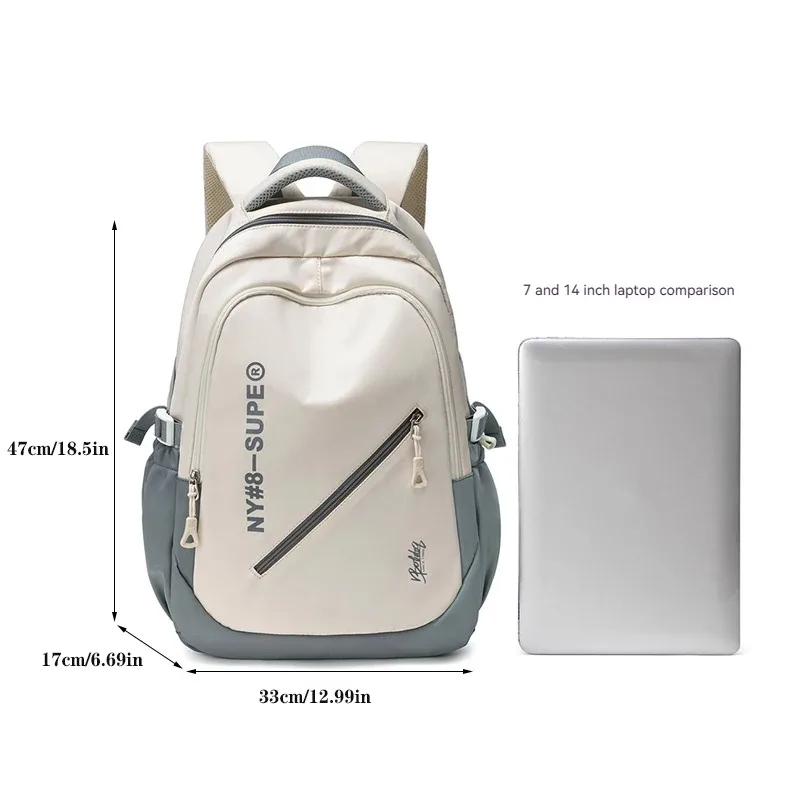 sac à dos de voyage en toile léger et simple de grande capacité, sac à dos décontracté en nylon imperméable, sac à dos pour ordinateur portable 15/16 pouces