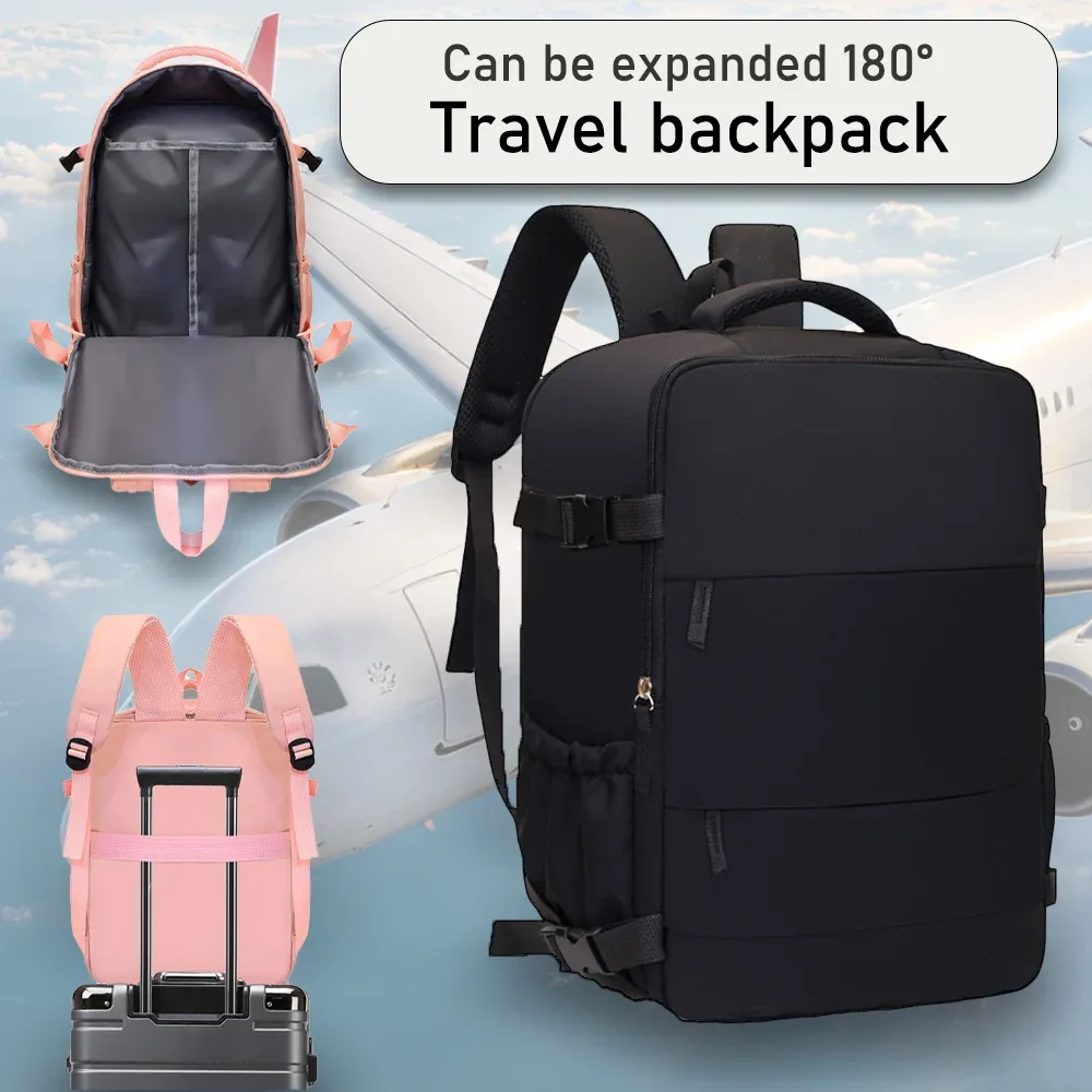 sac à dos de voyage extensible, 180 ° sac de voyage ouvrable, sac décontracté multi-poches pour usage quotidien et voyages